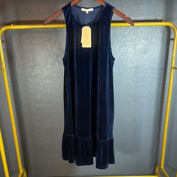 Blue Ruffled Halter Midi Sundress - Picture 1 of 3